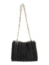 Rabanne Black Shoulder Bag With Two Chain-link Shoulder Straps And Logo Engraved Discs In Leather Woman In Black