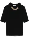 Rabanne Cropped Chain-embellished Cotton T-shirt In Black