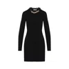 Rabanne Womens Chain-embellished Stretch-cotton Mini Dress Black