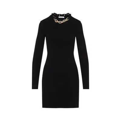 RABANNE BLACK SILK MINI DRESS