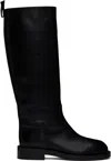 Rabanne Black Smooth Leather Tall Boots In P001 Black