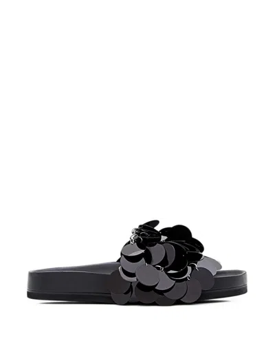 Rabanne Embellished Flat Sole Open Toe Sandal In Black