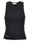 Rabanne Embellished Gathered Ribbed Stretch-cotton Jersey Tank In Black