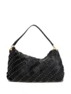 Rabanne Black Tote Hand Bag Embellished With Gold-tone Brass Links