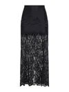 Rabanne Black Viscose Jersey And Lace Midi Skirt In Black