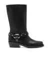 Rabanne Leather Buckle Snkle Boots In Black
