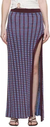 Rabanne Patterned Fine-knit Midi Skirt In Blue