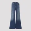 Rabanne Blue Dark Denim Cotton Wide Leg Pants In Blue