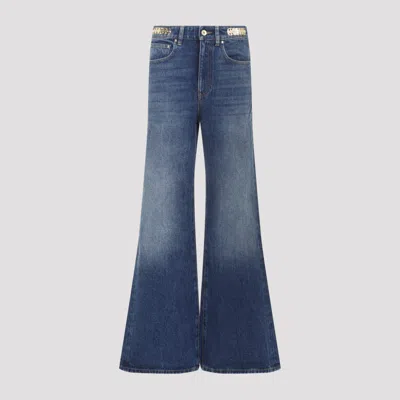 Rabanne Blue Dark Denim Cotton Wide Leg Pants