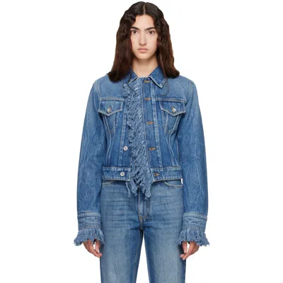 Rabanne Blue Fitted Fringe Denim Jacket