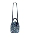 Rabanne Blue Raffia And Leather Bucket Bag In Silver