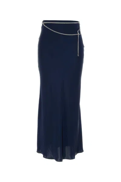 Rabanne Blue Satin Skirt In Deepnavy