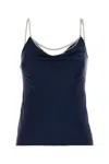 Rabanne Womens Deep Navy Chain-embellished Cowl-neck Satin Vest Top In Blue