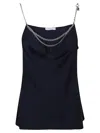 Rabanne Blue Satin Tank Top In Deep Navy