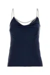 Rabanne Womens Deep Navy Chain-embellished Cowl-neck Satin Vest Top In Deepnavy