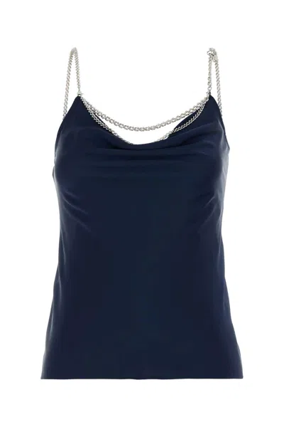 RABANNE BLUE SATIN TANK TOP