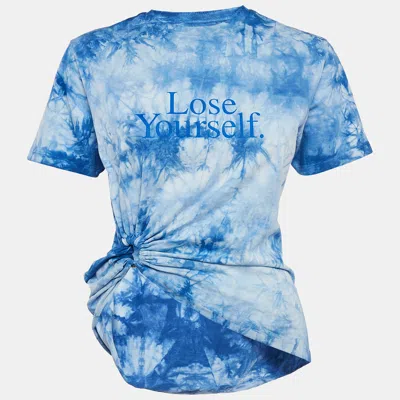 Pre-owned Rabanne Blue Tie-dye Print Cotton Asymmetric T-shirt S