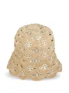 Rabanne Embellished Scalloped Crocheted Raffia Bucket Hat In Neutrals