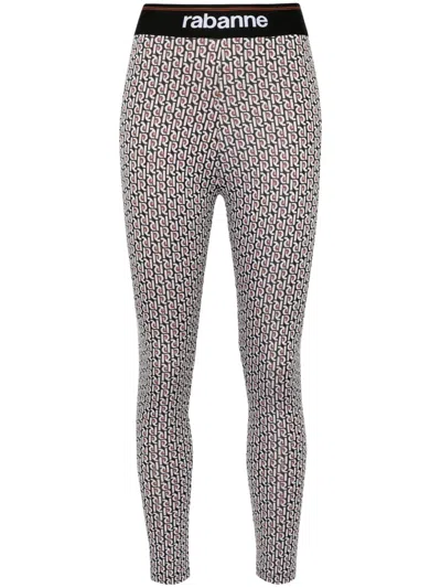 Rabanne Bodyline Monogram-jacquard Leggings In Black