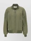Rabanne Bomber Jacket With Ribbed Collar And Pockets In Green