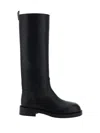Rabanne Black Smooth Leather Tall Boots In Black