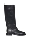 Rabanne Black Smooth Leather Tall Boots In Black