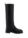 Rabanne Black Smooth Leather Tall Boots In Black