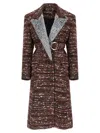Rabanne Textured Wool Coat Belted Waist In Black