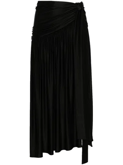 Rabanne Black Ruched Maxi Skirt In Schwarz