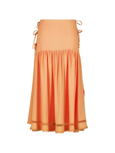 Rabanne Bow-detail Pleated Skirt In Orange