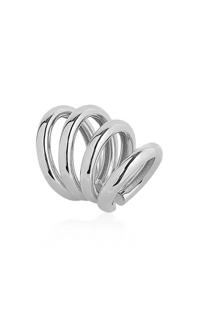 Rabanne Brass Ear Cuff In Silver