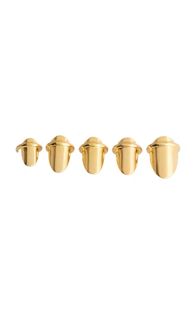 Rabanne Brass Nail Rings In Gold