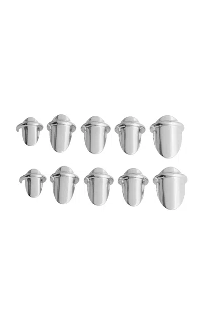 Rabanne Brass Nail Rings In Silver