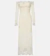 Rabanne Womens Off-the-shoulder Long-sleeve Lace Maxi Dress Ivory In White
