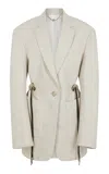 Rabanne Broad-shouldered Cotton-wool Blazer In Khaki