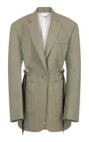 Rabanne Broad-shouldered Wool-linen Blazer In Grey