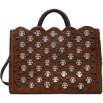 Rabanne Brown Large Signature Signature 1969 Discs Tote In M230 Brown / Silver