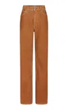 Rabanne Brushed Stretch Mid-rise Straight-leg Jeans In Tan