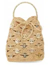 Rabanne Beige Shoulder Bag With Removable Shoulder Strap In Raphia Woman In Beige