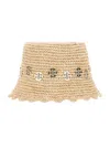 Rabanne 'autres' Beige Hat With Metallic Embellishments In Raphia Woman In Neutrals
