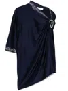 Rabanne Buckle-detail Draped Top In Blue