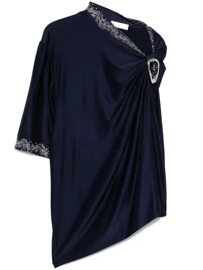 Rabanne Buckle-detail Draped Top In Blau