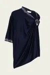 Rabanne Buckle-detail Draped Top In Deep Navy
