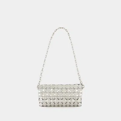 Rabanne Button Baguette Crossbody In Silver