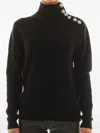 Rabanne Black Virgin Wool Turtleneck Sweater With Silver Buttons