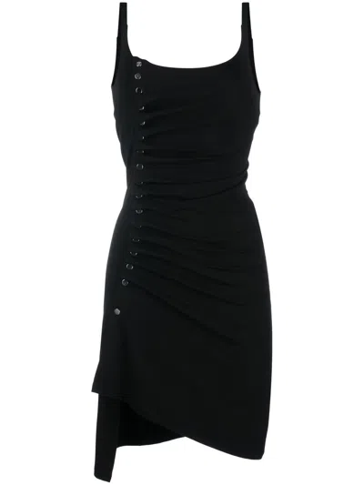 Rabanne Button-detailed Draped Minidress In Black