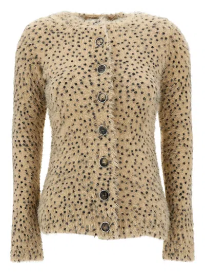 Rabanne Button Dotted Cardigan In Neutral
