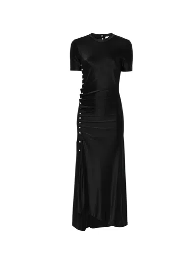 Rabanne Black Maxi Dress With Silver Button Detailing