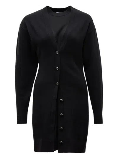 Rabanne Button-embellished Chain-detail Mini Dress In Black