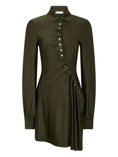 Rabanne Stretch Viscose Draped Mini Dress In Green